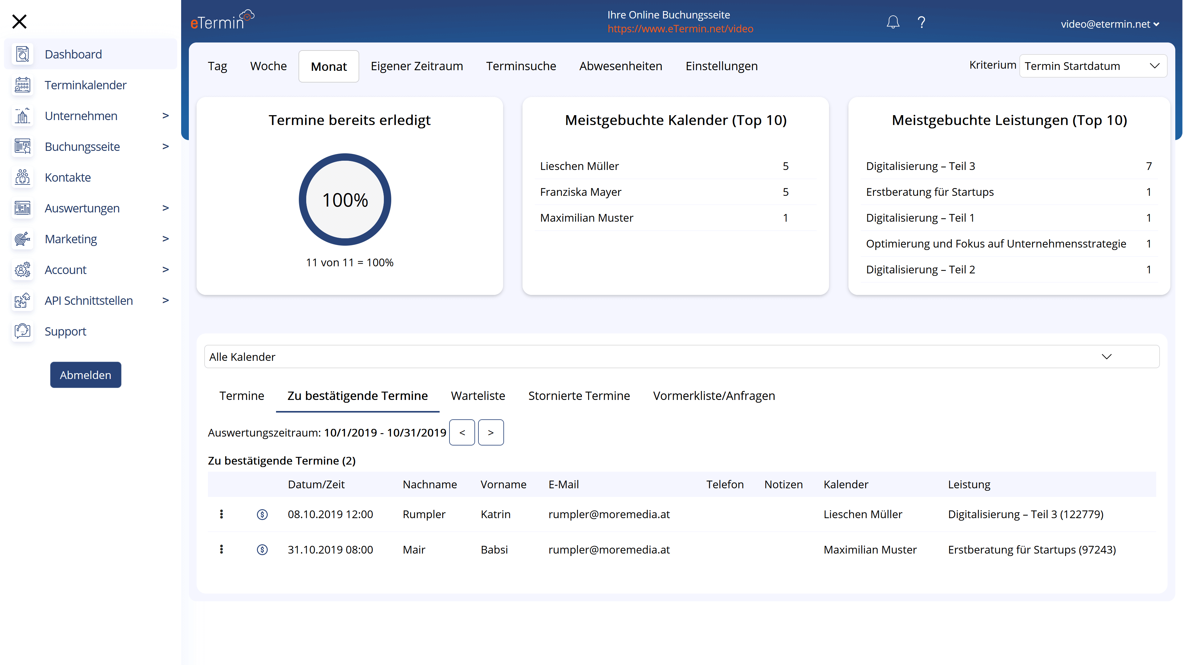 Terminanfrage bei Online Terminbuchung